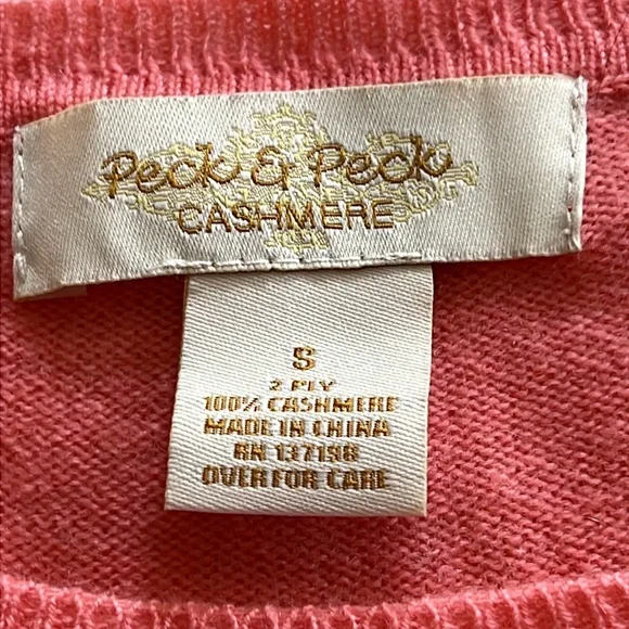 Peck & Peck Cashmere Pink Polkadot Sweater Sz S - Picture 2 of 4